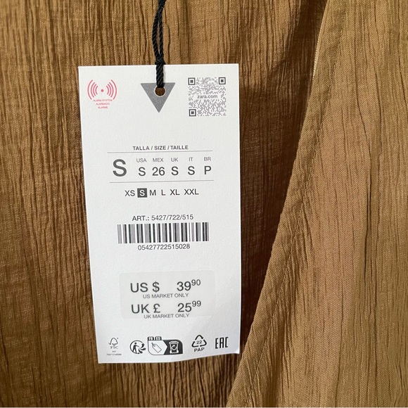 NWT Zara Textured Tie Front Wrap Tank Top in Mustard Brown - S - Picture 3 of 7